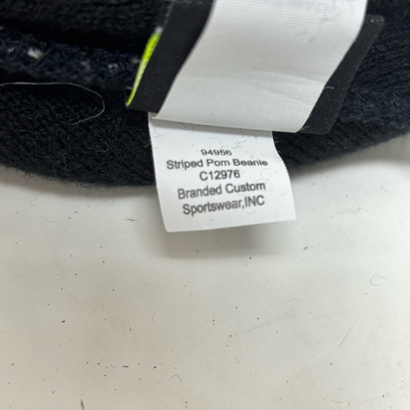 NIKE Fold over TENNESSEE VOLUNTEERS Black White Striped Beanie Pom Pom Adult OS - Picture 10 of 10